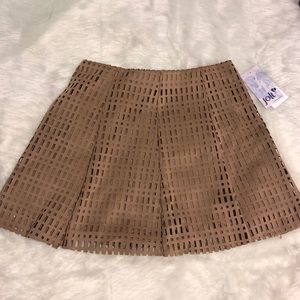 *Brand New* Jolt Laser Cut Tan Skater Skirt